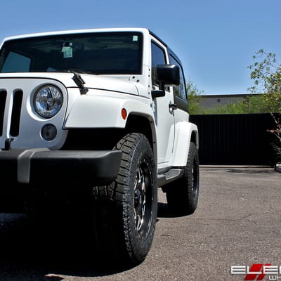 18x9 XD Series XD820 Grenade Satin Black w/ Milled Edges on a 2015 Jeep Wrangler w/ Specs