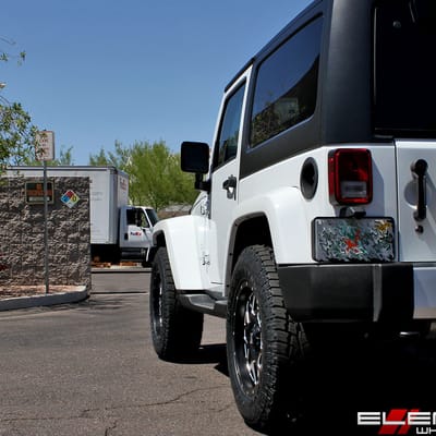 18x9 XD Series XD820 Grenade Satin Black w/ Milled Edges on a 2015 Jeep Wrangler w/ Specs