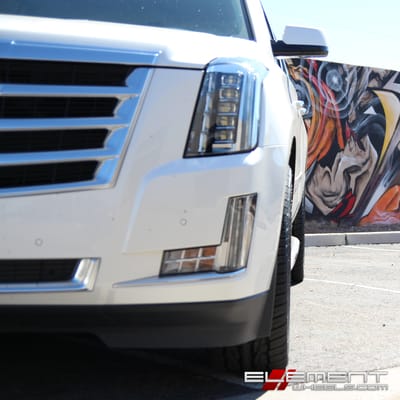 24 inch Dub Shot Calla Black/Machined w/ Tint on 2015 Cadillac Escalade w/ Specs