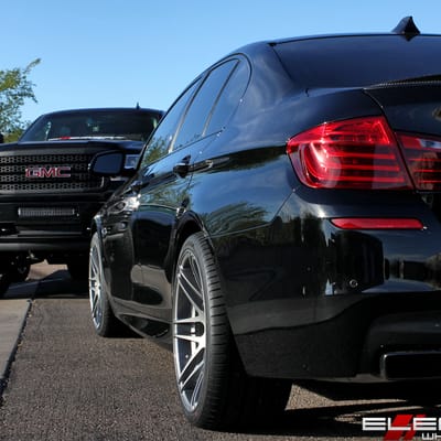 20 inch Staggered Forgestar F14 Gloss Gunmetal on a 2016 BMW 550i w/ Specs