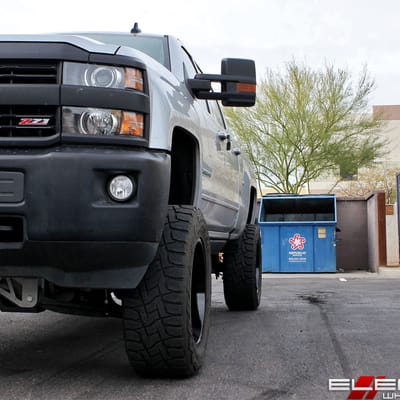 20x10 Fuel Off-Road Stroke Gloss Black w/ Candy Red on a 2016 Chevy Silverado 2500 w/ Specs