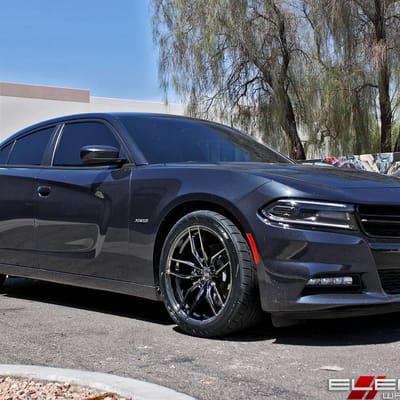 20 inch Staggered Variant Krypton Super Black Chrome (Cold Forged) on a 2016 Dodge Charger w/ Specs