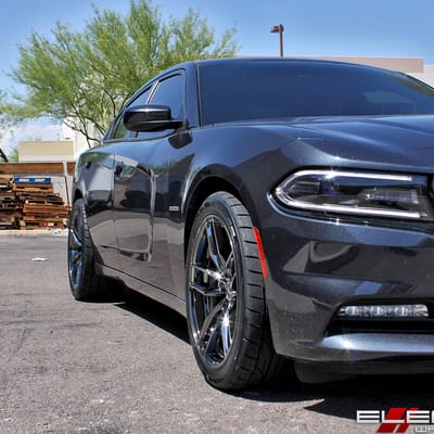 20 inch Staggered Variant Krypton Super Black Chrome (Cold Forged) on a 2016 Dodge Charger w/ Specs
