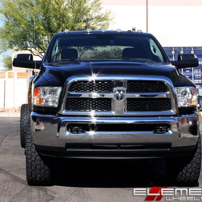 20x8.25 Fuel Off-Road Cleaver Gloss Black Milled D574 Dually on a 2016 Dodge Ram 3500 Dually w/ specs