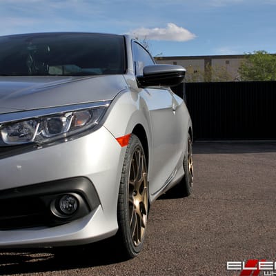 18x8.5 TSW Nurburgring Matte Bronze on a 2016 Honda Civic Coupe w/ Specs