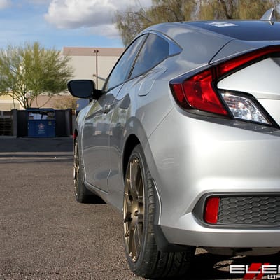 18x8.5 TSW Nurburgring Matte Bronze on a 2016 Honda Civic Coupe w/ Specs