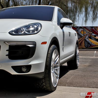 22x10.5 Savini Black Di Forza BM13 Brushed Silver on a 2016 Porsche Cayenne S w/ Specs