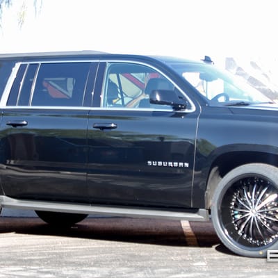 24x10 2Crave No-19 Gloss Black w/Machined Face and Gloss Black Lip on a 2016 Chevy Suburban w/ Specs