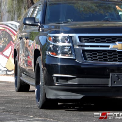 24x10 2Crave No-19 Gloss Black w/Machined Face and Gloss Black Lip on a 2016 Chevy Suburban w/ Specs
