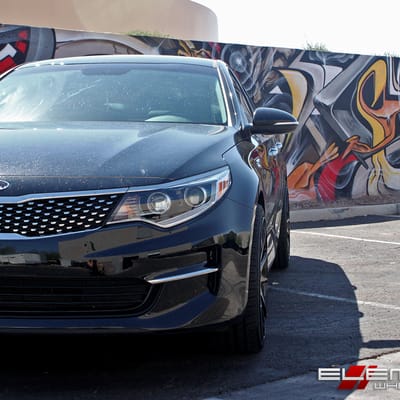 20x8.5 Black Di Forza BM-12 Matte Black on 2016 Kia Optima w/ Specs