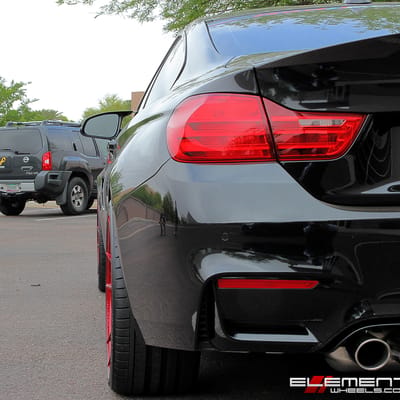 20 inch staggered Rohana RF2 Gloss Red (Rotary Forged) on 2016 BMW M4 w/ specs