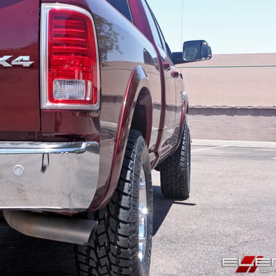 18x9 XD Series XD779 Badlands Chrome on a 2016 Dodge Ram 2500 Leveledw/ Specs