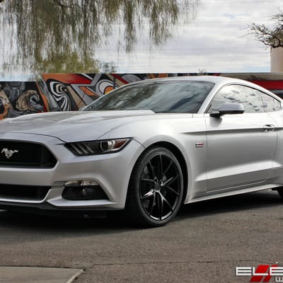 20 inch Staggered Niche Misano Satin Black on a 2017 Ford Mustang 5.0 w/ Specs