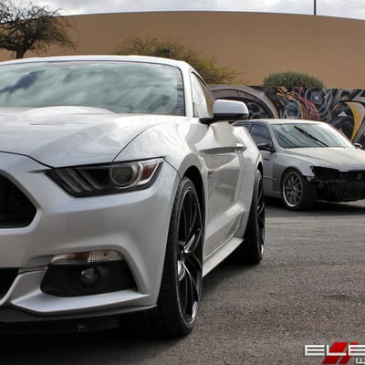 20 inch Staggered Niche Misano Satin Black on a 2017 Ford Mustang 5.0 w/ Specs