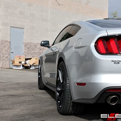 20 inch Staggered Niche Misano Satin Black on a 2017 Ford Mustang 5.0 w/ Specs