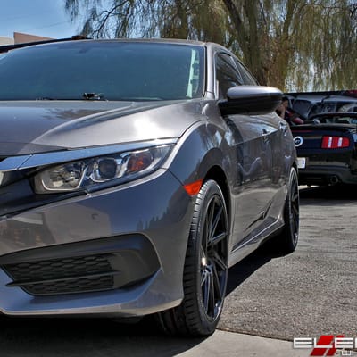 18x8.5 F1R F29 Double Black on a 2017 Honda Civic Sedan w/ Specs
