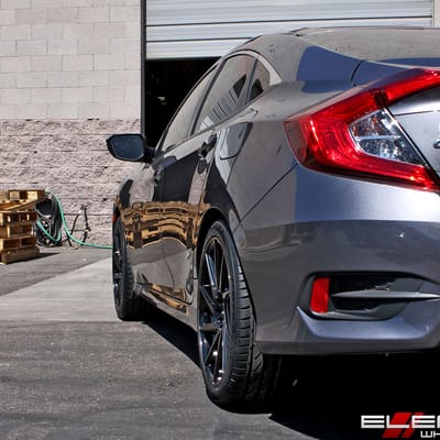 18x8.5 F1R F29 Double Black on a 2017 Honda Civic Sedan w/ Specs