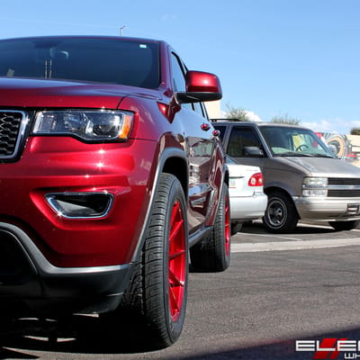 20x10 Variant Argon Candy Red (Flow Forged) on a 2017 Jeep Grand Cherokee Laredo w/ Specs