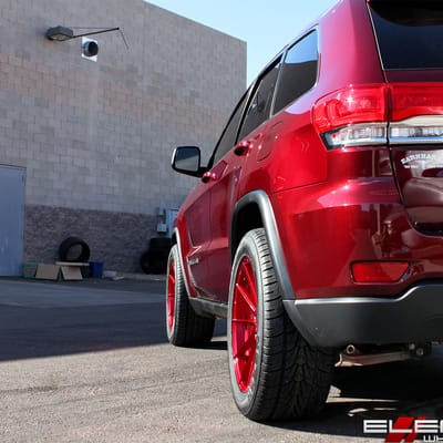 20x10 Variant Argon Candy Red (Flow Forged) on a 2017 Jeep Grand Cherokee Laredo w/ Specs