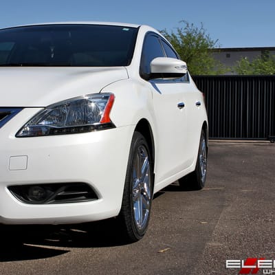 17x7.5 American Racing AR907 PVD Chrome on a 2017 Nissan Sentra w/ Specs