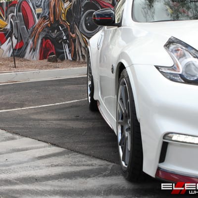 20 in staggered Concept One CS-10.0 Concave Matte Gunmetal (Chrome Stainless Steel Lip) on a 2017 Nissan 370Z Nismo w/ Specs