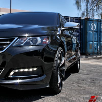 22x9 Gianelle Cuba-10 Matte Black w/ Mill Cut Details on a 2018 Chevy Impala Sedan w/ Specs