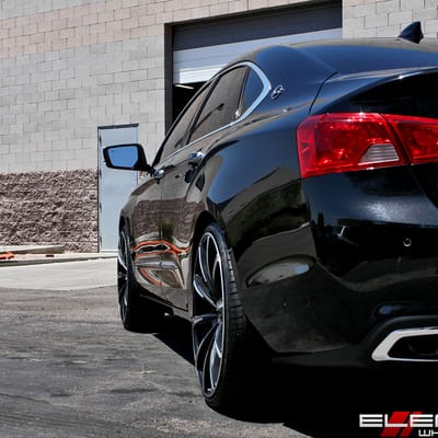 22x9 Gianelle Cuba-10 Matte Black w/ Mill Cut Details on a 2018 Chevy Impala Sedan w/ Specs