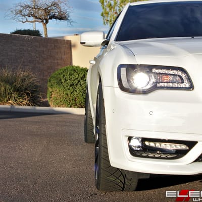 22 inch Staggered Hellcat Replica Wheels Satin Black on a 2018 Chrysler 300 S w/ Specs