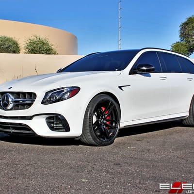 20 inch Staggered Variant Krypton Gloss Piano Black (Cold Forged) on a 2018 Mercedes Benz E63 AMG Wagon w/ Specs