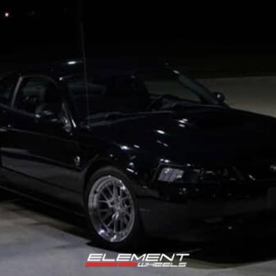 Staggered 18 inch Aodhan DS06 Silver w/ Machined Face on a 2004 Ford Mustang