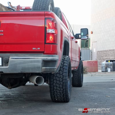 20x9 Fuel Off-Road Nutz Black/Machined on a 2018 GMC Sierra 2500 w/ Specs