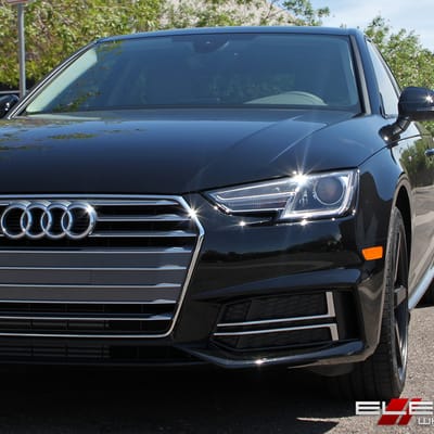 18x8 KM685 KMC District Satin Black on a 2018 Audi A4 w/ Specs