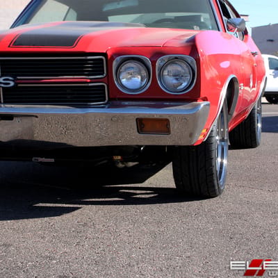 18 inch Staggered American Racing VN815 PVD Chrome on a 70 Chevrolet Chevelle w/ Specs