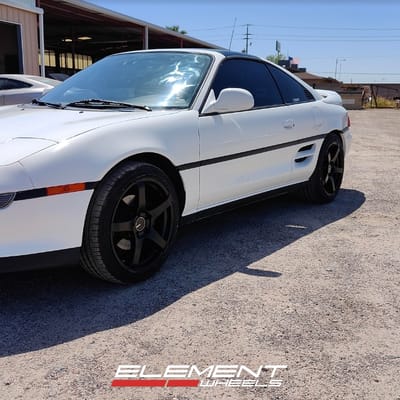 17 Inch Staggered Enkei Kojin in Matt Black On A 1993 Toyota MR2 Turbo