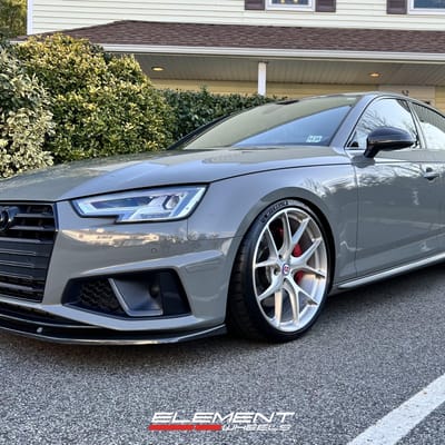 20 inch HRE P101 Liquid Silver on a Lowered 2019 Audi S4