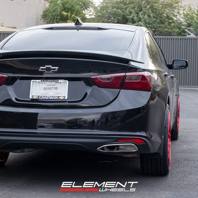 20 inch Variant Xenon Gloss Red on a 2020 Chevrolet Malibu