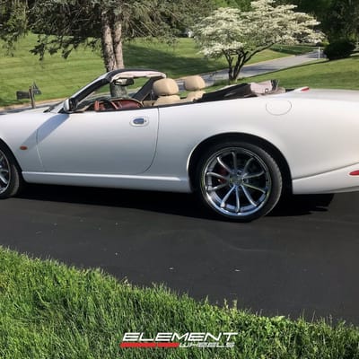 20 Inch Staggered Black Diamond BD-23 in Gloss Silver w/ Machined Lip on a 2006 Jaguar XK8