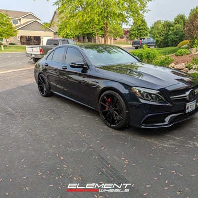 20 inch Staggered Blaque Diamond BD-11 Gloss Black on a 2016 Mercedes Benz C63 AMG
