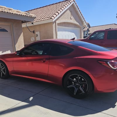 Staggered 20 inch Ace Alloy AFF06 in Gloss Black Milled on a 2011 Hyundai Genesis Coupe w/ Brembo Brakes