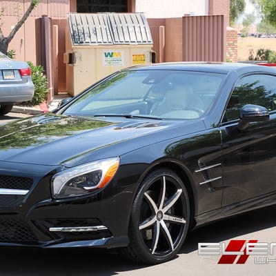 Lexani R07 Gloss Black/Machined 20 inch Staggered on 2013 Mercedes SL550 w/ Specs