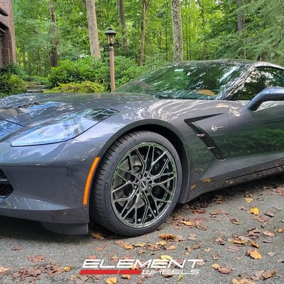 19x8.5 | 20x10 Staggered Element Forged ME-6 Black Chrome PVD (Full Forged) on 2014-2019 Chevrolet Corvette C7 Stingray