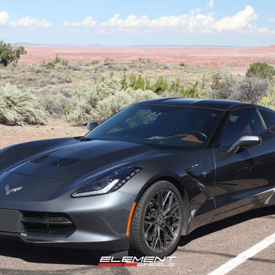 19x8.5 | 20x10 Staggered Element Forged ME-6 Black Chrome PVD (Full Forged) on 2014-2019 Chevrolet Corvette C7 Stingray