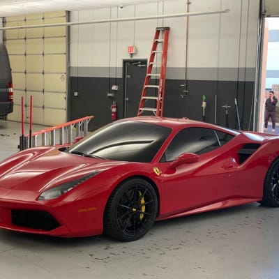 Variant Aure Gloss Black Wheels on a 2016 Ferrari 488 GTB