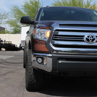 20x9 Fuel Coupler Black w/ Tint wheels on 2015 Toyota Tundra 2 in front Level w/ Specs