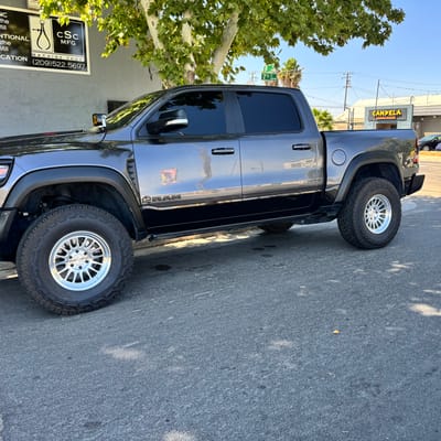 18 inch KMC KM447 Impact Forged Monoblock in Raw Machined on a 2021 Dodge Ram 1500 TRX