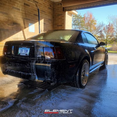 18 inch Staggered Aodhan DS06 in Silver w/ Machined Face on a 2004 Ford Mustang