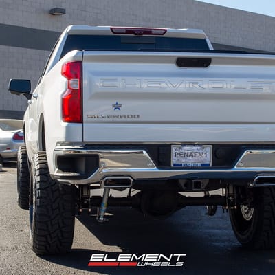 22 inch AXE Offroad Hades Gloss Black Milled on a 2020 Chevrolet Silverado 1500 Duramax 4WD