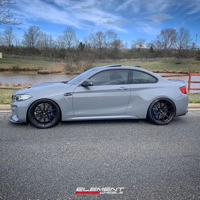 20 inch Staggered Variant Argon Gloss Piano Black on a 2017 BMW M2