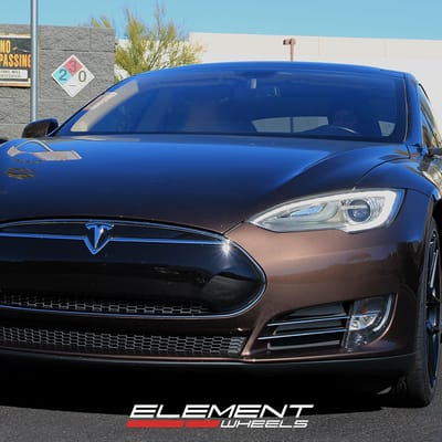 20 inch Staggered TSW Tabac Semi Gloss Black on a 2012 Tesla Model S 2WD