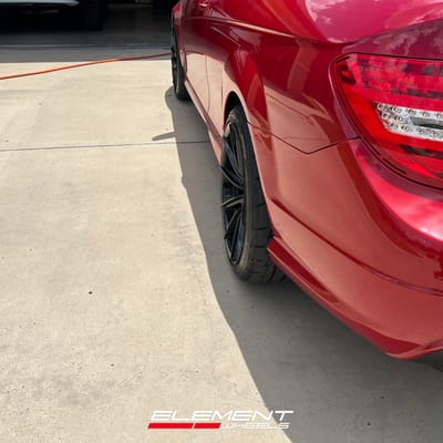 Staggered 18 inch Curva Concepts CFF46 in Gloss Black on a 2013 Mercedes-Benz C250